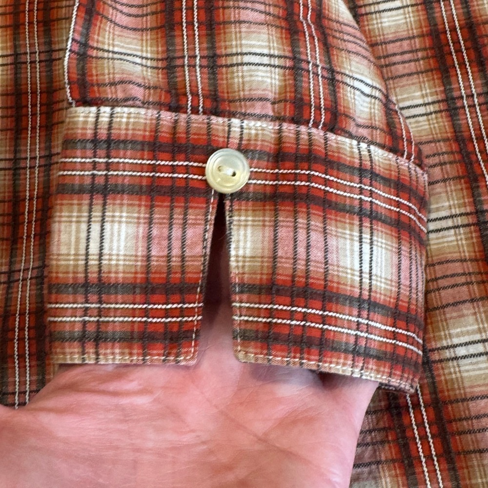Pendleton Vented Long Sleeve Button Up Shirt Womens Large Red Tan Plaid Cotton - Picture 9 of 15